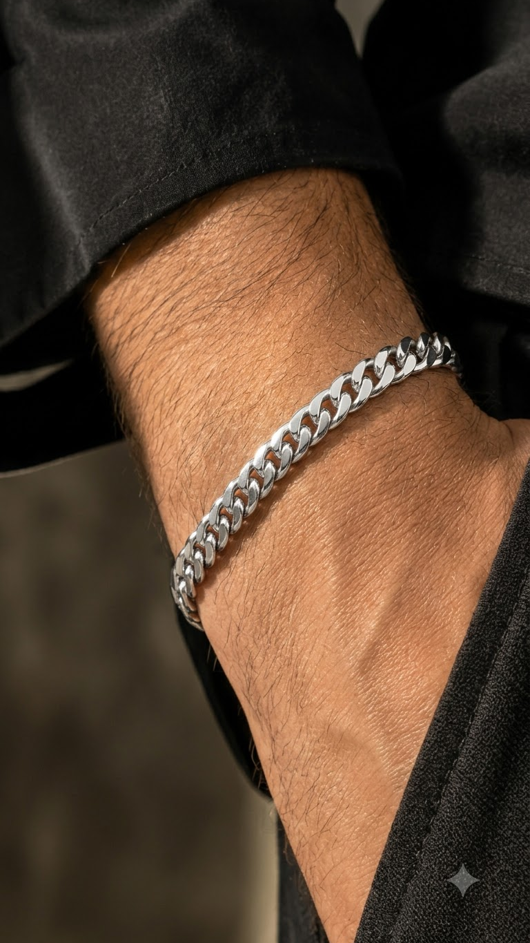 Men's Silver Bracelet — Edit Details (Design 01) alternate view
