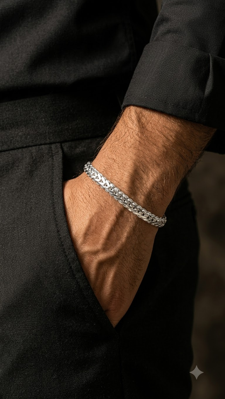 Men's Silver Bracelet — Edit Details (Design 02)