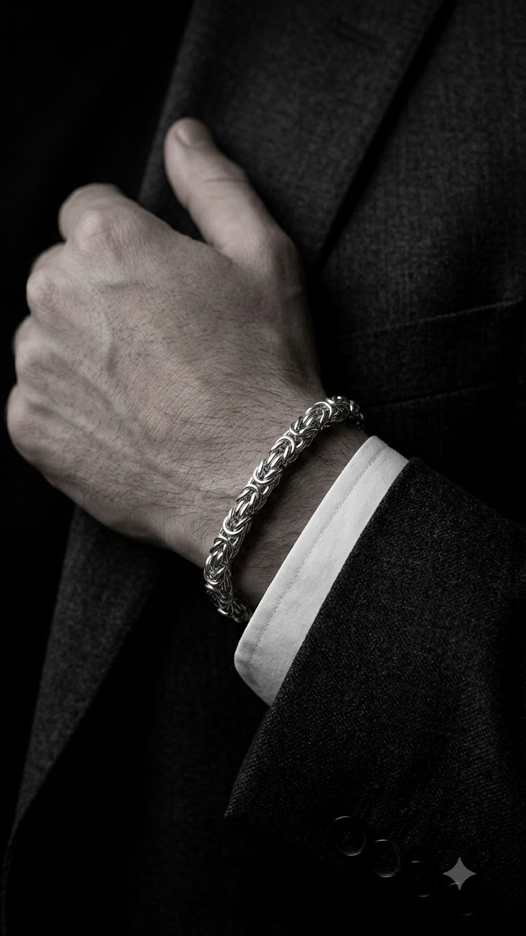 Men's Silver Bracelet — Edit Details (Design 03) alternate view
