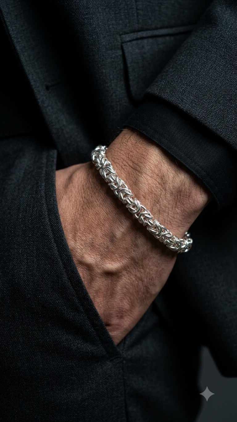 Men's Silver Bracelet — Edit Details (Design 04)