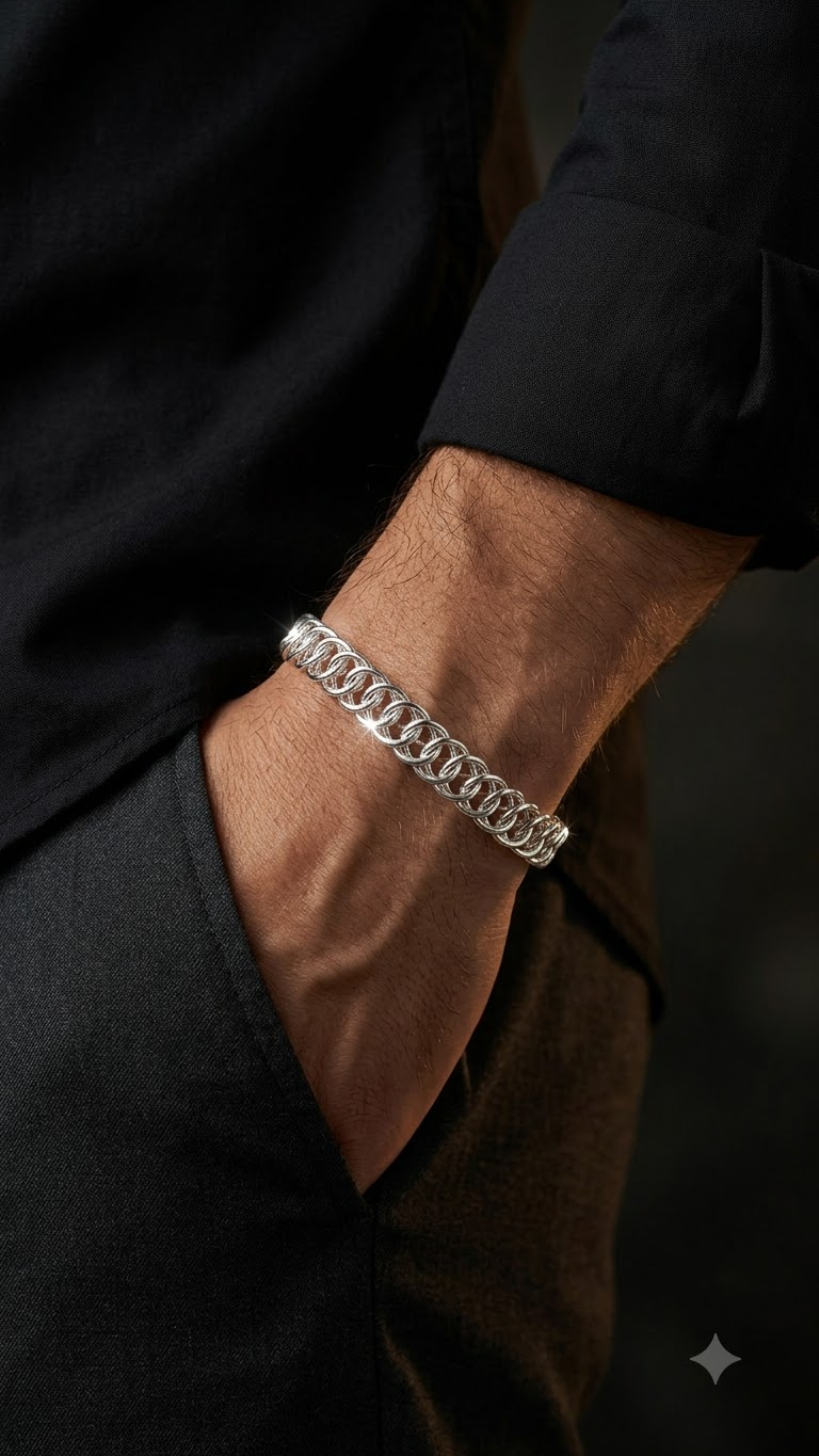 Men's Silver Bracelet — Edit Details (Design 06)