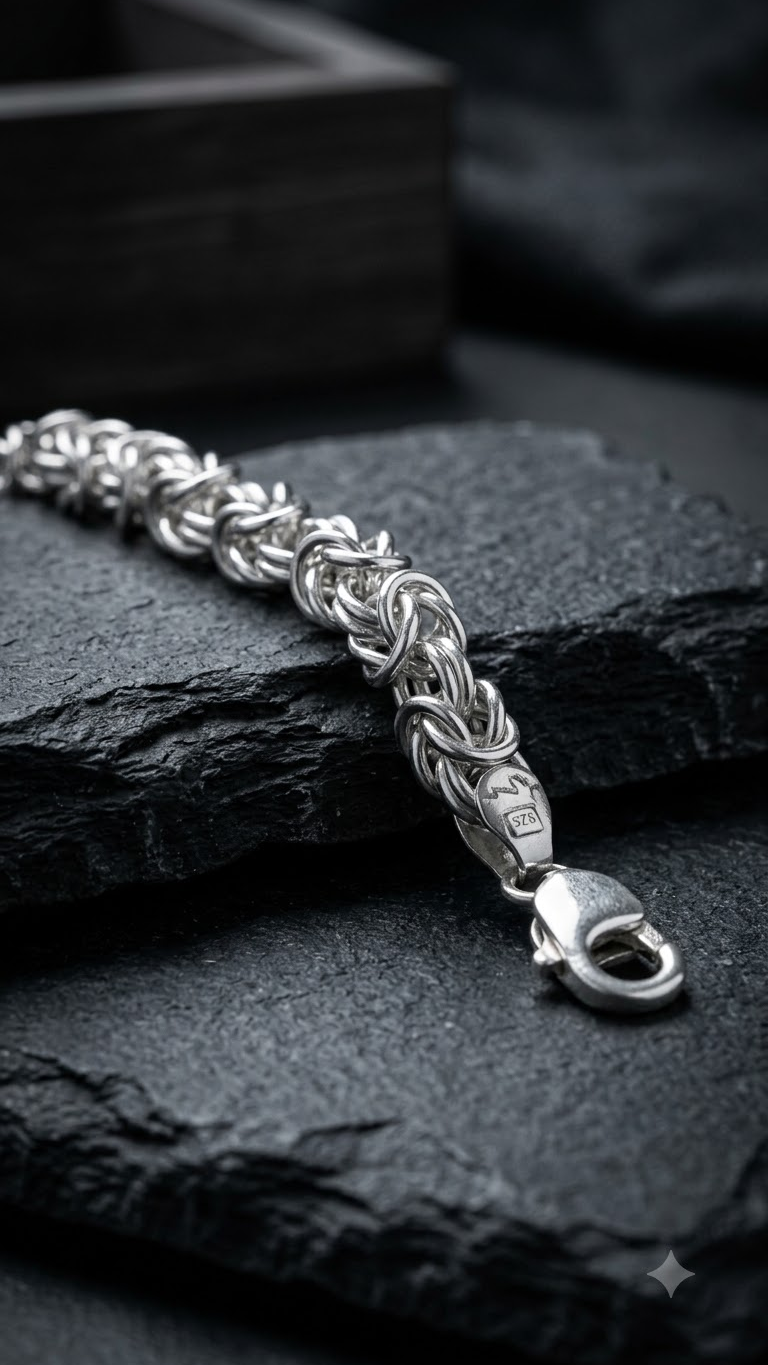 Men's Silver Bracelet — Edit Details (Design 08) alternate view
